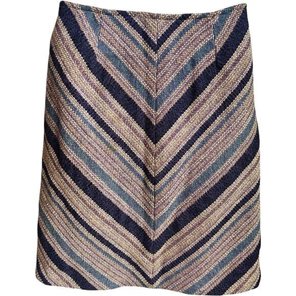 Vintage Purple Blue Tan Striped Tweed Skirt Suit Japanese 90s 6 Cynsia Command - Picture 8 of 16